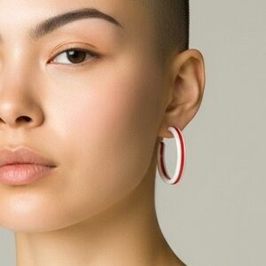 Vintage French Lucite 2” Hoop Earrings w/925 Butterfly Backs